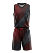 Custom Black, Burgundy & Charcoal Basketball Sublimated Uniform