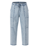 Custom Light Blue Acid Wash Jogger Pants B2B
