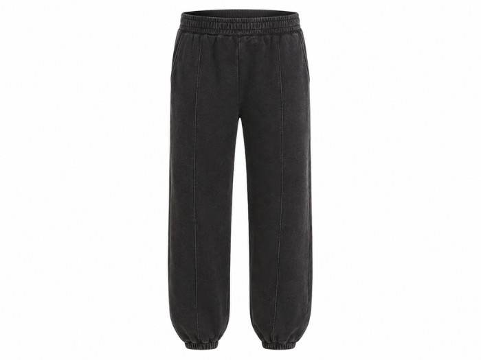 Custom Black Acid Wash Baggy Jogger Pants B2B