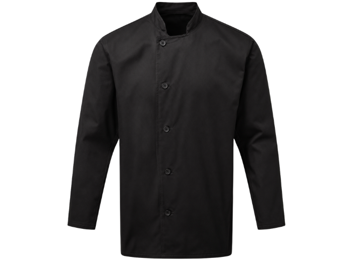 Long Sleeve Chef Jacket Black | B2B Low MOQ Hospitality Workwear Manufacturer front design preview