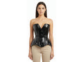 Black PVC Overbust Corset Wholesale | Glossy Gothic Bustier Corset Manufacturer