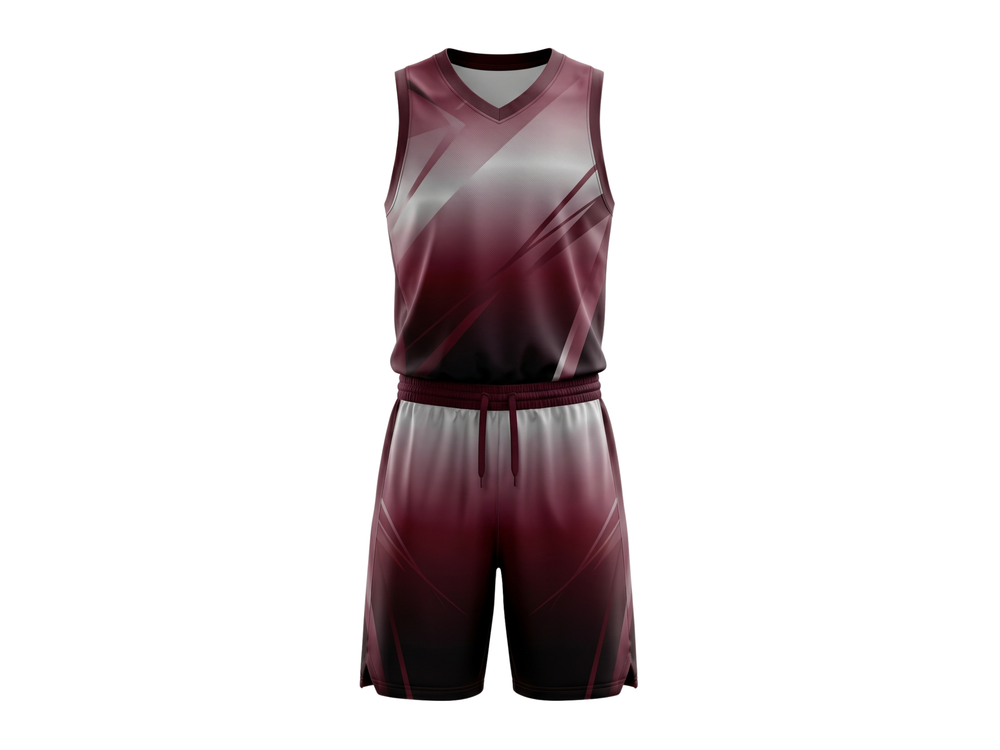 Custom Burgundy, Silver Gray & Black Basketball Sublimated Uniform front design preview