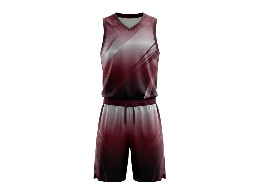 Custom Burgundy, Silver Gray & Black Basketball Sublimated Uniform design preview