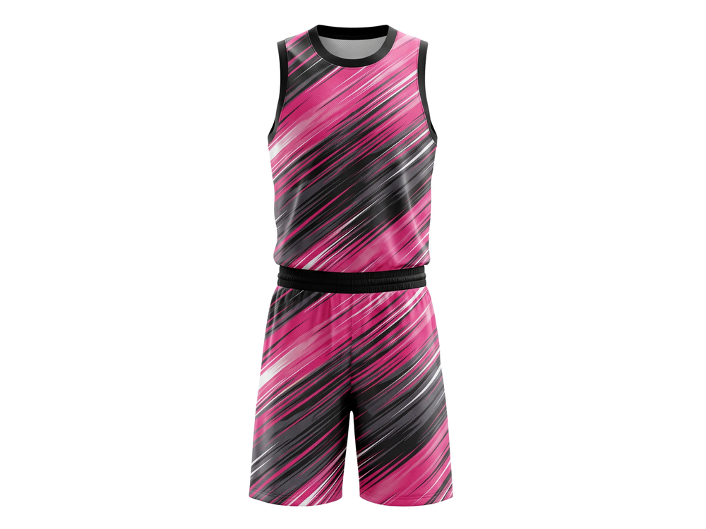 Custom Pink, Black, Gray & White Basketball Sublimated Uniform front design preview