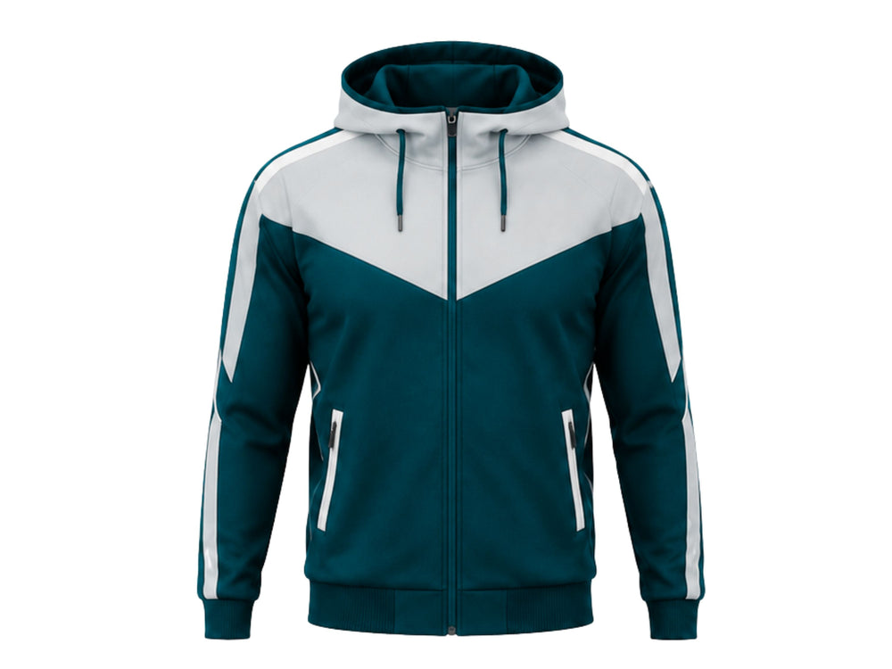 Custom Teal & White Basketball Warmup Track Suit | Wholesale Team Jacket and Pants front design preview
