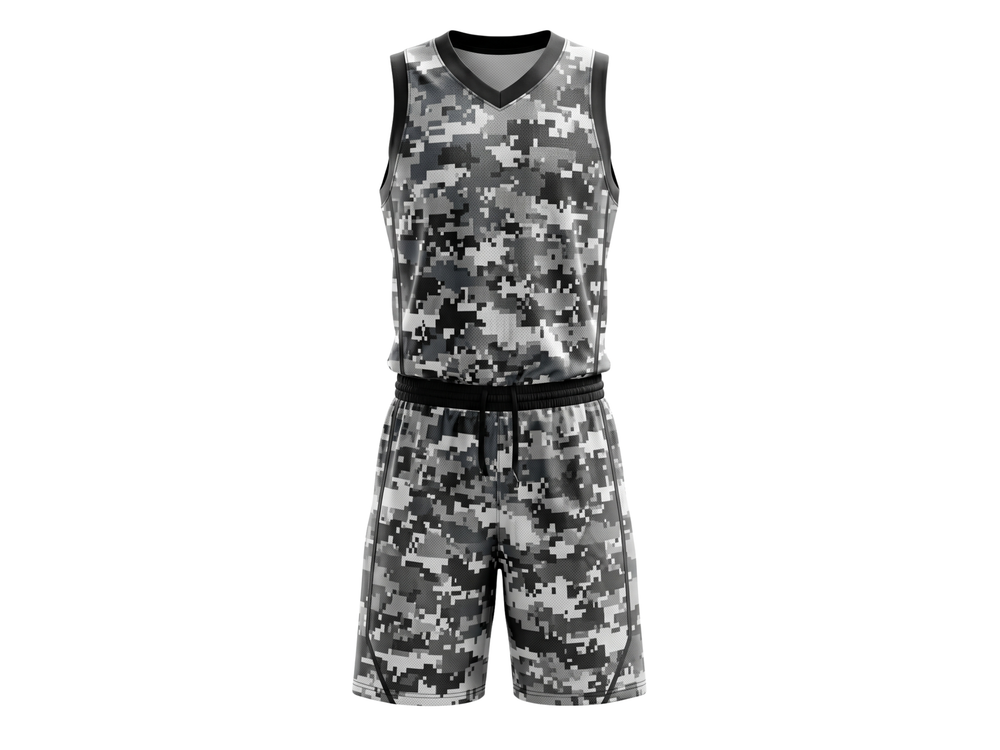 Custom Gray, Black & White Basketball Sublimated Uniform front design preview