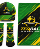 Custom Teqball Accessories Kit – Green Yellow Cap Towel Socks for Wholesale Buyers