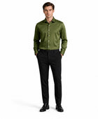 Wholesale Olive Green Satin Men Shirt, Custom Slim Fit Long Sleeve Button Up Shirt Manufacturer for Private Label Brands