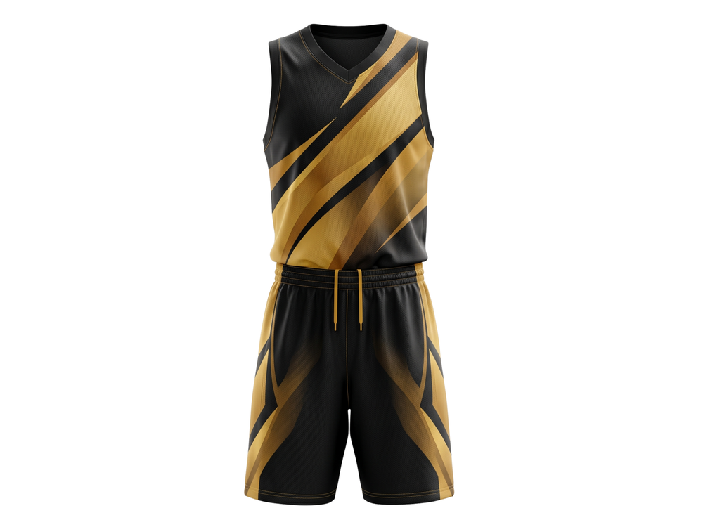 Custom Black & Gold Basketball Sublimated Uniform front design preview