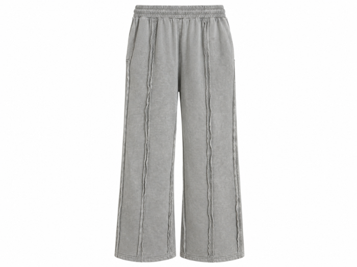 Custom Acid Wash Light Grey Baggy Jogger Pants B2B front design preview