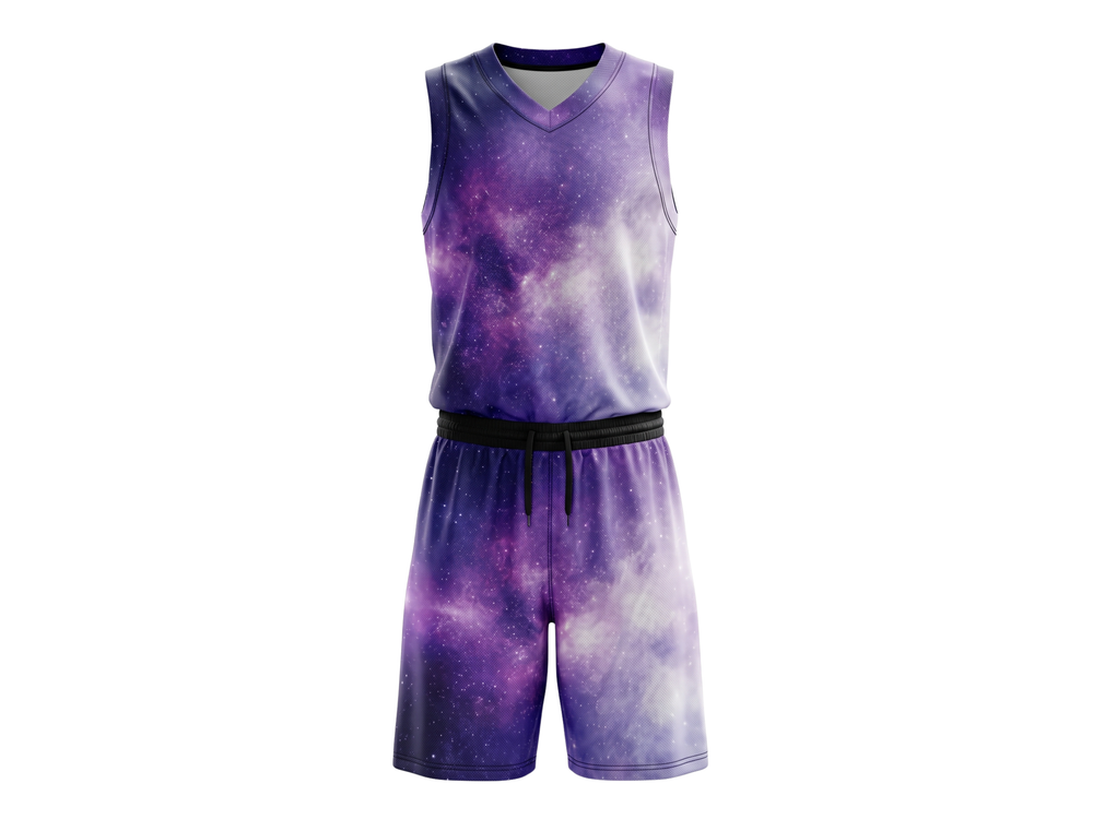 Custom Purple, Lavender, White & Black Basketball Sublimated Uniform front design preview