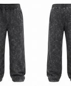 Custom Black Acid Wash Screen Printing Jogger Pants B2B