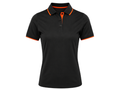 Ladies Contrast Pique Polo Shirt Black and Orange | B2B Low MOQ Hospitality Workwear Manufacturer