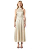 Wholesale Ivory Satin A-Line Prom Dress | Custom Sleeveless Formal Gown Manufacturer for Boutiques