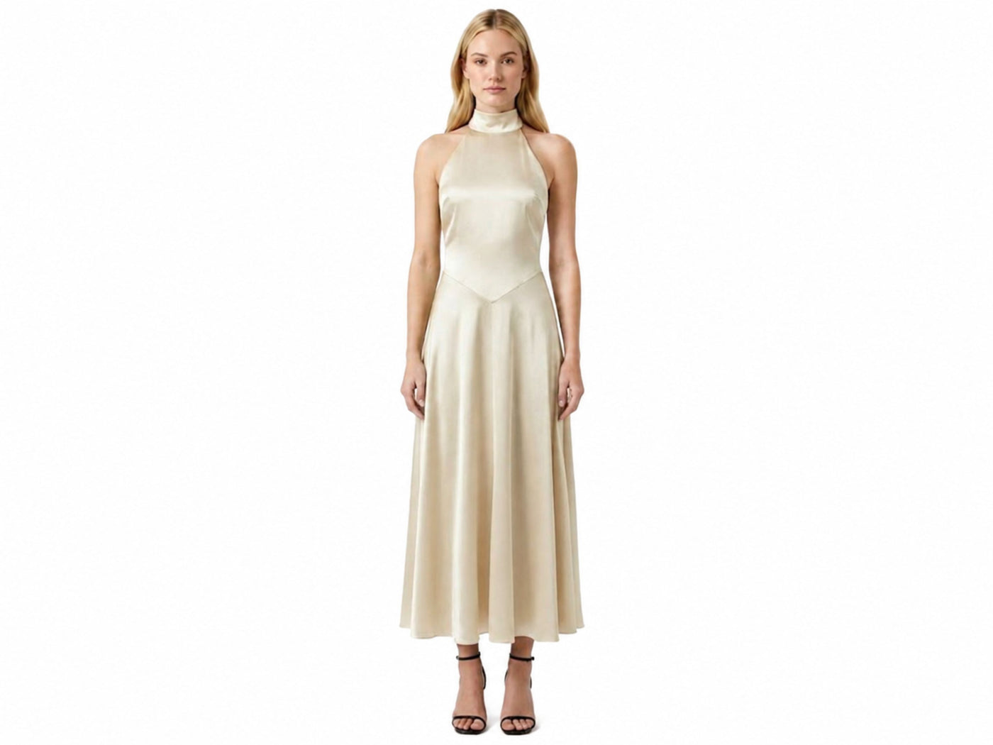 Wholesale Ivory Satin A-Line Prom Dress | Custom Sleeveless Formal Gown Manufacturer for Boutiques