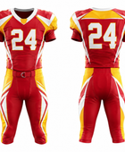 Custom Red Yellow American Football Uniform | Wholesale Team Jersey and Pants