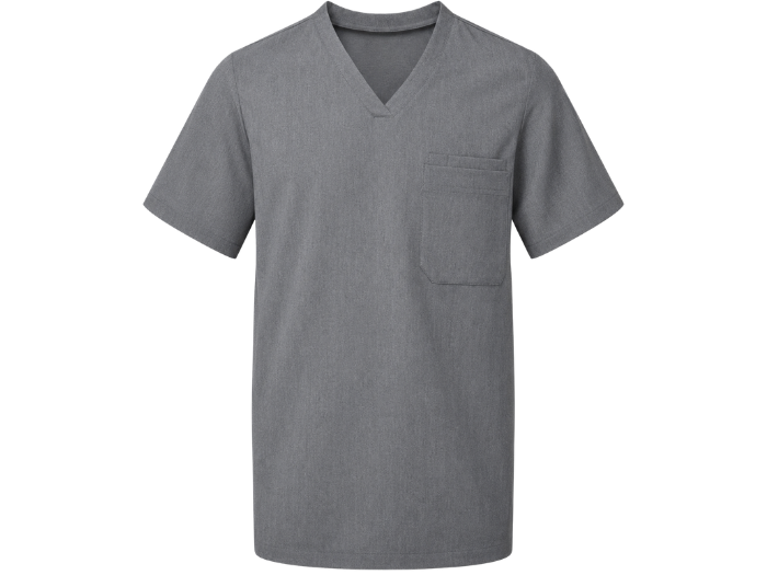 Short Sleeve V-Neck Hospitality Tunic Grey | B2B Low MOQ Hospitality Workwear Manufacturer front design preview