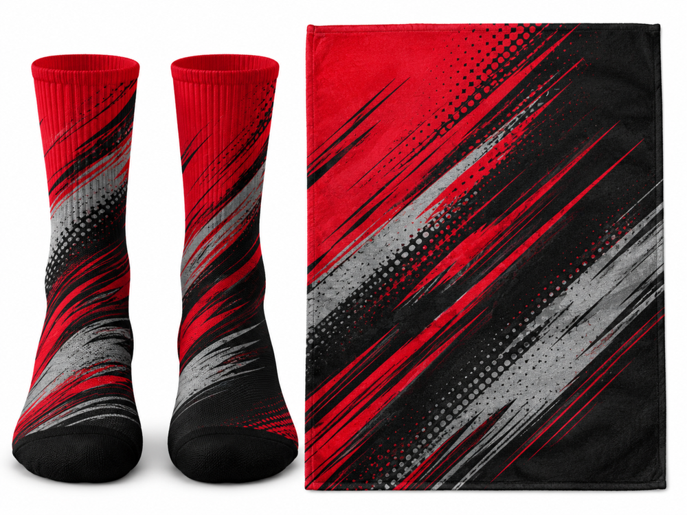 Custom Red Squash Socks & Towel Set – Wholesale Team Accessories front design preview
