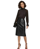 Women’s Genuine Lambskin Leather Midi Pencil Skirt Wholesale | Custom Private Label Skirt Manufacturer