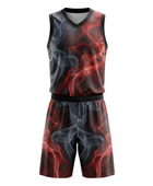 Custom Black, Red & Gray Smoke Basketball Sublimated Uniform