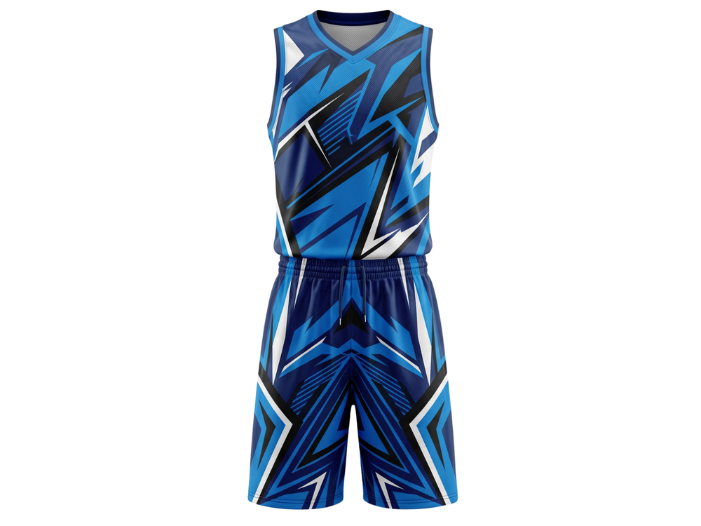 Custom Blue, Navy, Black & White Basketball Sublimated Uniform front design preview
