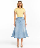 Custom Women’s A-Line Denim Midi Skirt for Private Labels