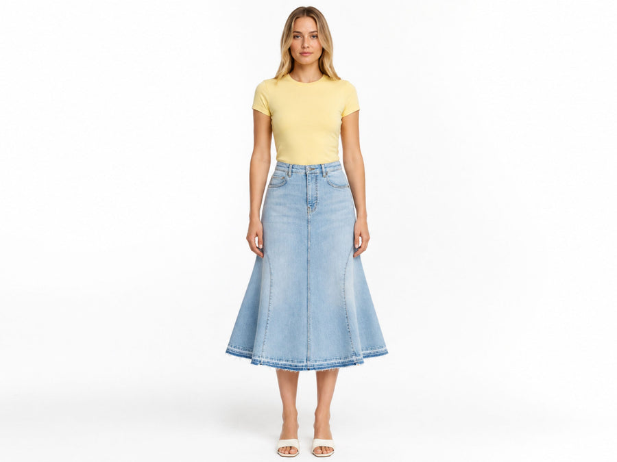 Custom Women’s A-Line Denim Midi Skirt for Private Labels design preview