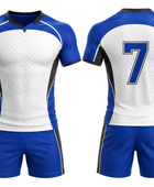 Custom White Blue Rugby Sevens Kit | Wholesale Rugby 7s Jersey Shorts Set