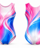Pink, Blue & White Gymnastics Leotard – Wholesale Bulk Team Kit, Low MOQ, B2B Performance Apparel