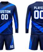 Custom Navy Soccer Training Wear | Wholesale Long Sleeve Team Kit for Bulk Orders