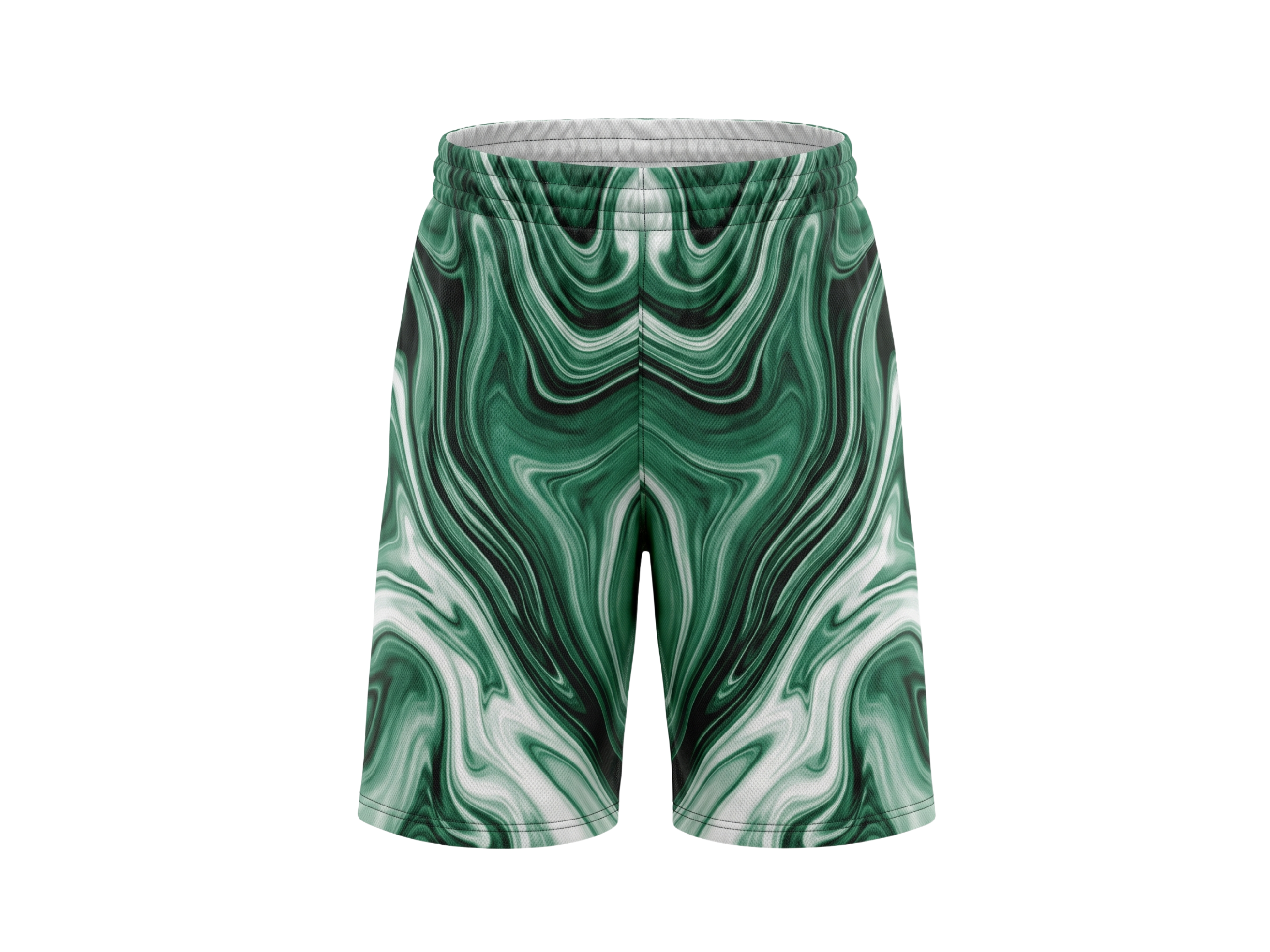 Custom Emerald Green, White, Black & Sage Basketball Sublimated Shorts