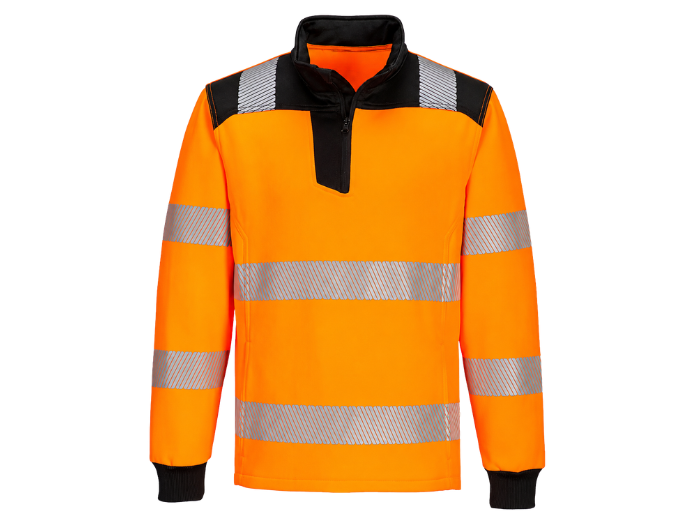 Railway Reflective Quarter-Zip Sweatshirt Orange and Black | B2B Low MOQ Railway Workwear Manufacturer front design preview