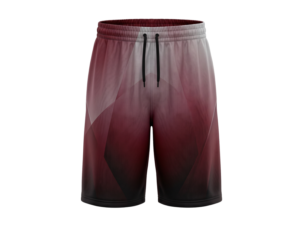 Custom Burgundy, Mauve, Light Gray & Black Basketball Sublimated Shorts front design preview