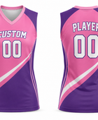 Custom Pink Purple Volleyball Sublimated Vest Jersey – Sleeveless Team Uniform