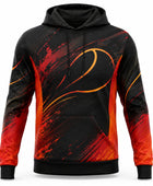 Custom Black Tennis Hoodie – Red Orange Team Warm-Up Hoodie for Clubs