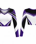 Custom Cheer-leading Jersey Purple & Black Performance Top, Wholesale Bulk, Low MOQ