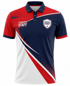 Custom Esports Tournament Staff Polo Shirt | Wholesale Gaming Event Staff Shirt | Navy Red White | Apparels Bridge