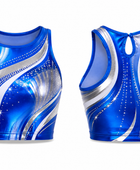 Blue & Silver Dance Team Jersey – Wholesale Bulk Sleeveless Top, Low MOQ, B2B Performance Apparel