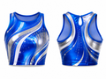 Blue & Silver Dance Team Jersey – Wholesale Bulk Sleeveless Top, Low MOQ, B2B Performance Apparel