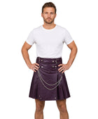 Men’s Gothic Leather Utility Kilt Wholesale | D-Ring Chain Cargo Pocket Kilt Manufacturer