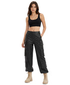 Women’s Black Leather Cargo Pants Wholesale | Custom Private Label Utility Trousers Manufacturer