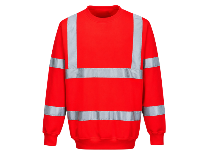Railway Hi-Vis Sweatshirt Red | B2B Low MOQ Railway Workwear Manufacturer front design preview
