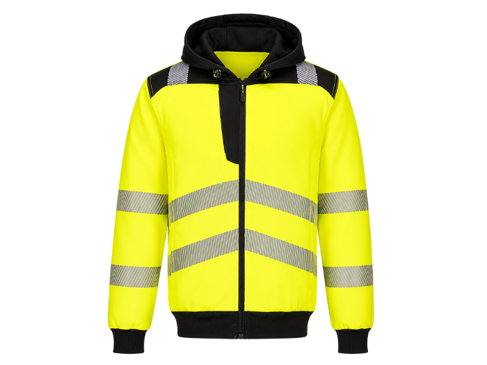 Railway Hi-Vis Zip Hoodie Yellow and Black | B2B Low MOQ Railway Workwear Manufacturer front design preview
