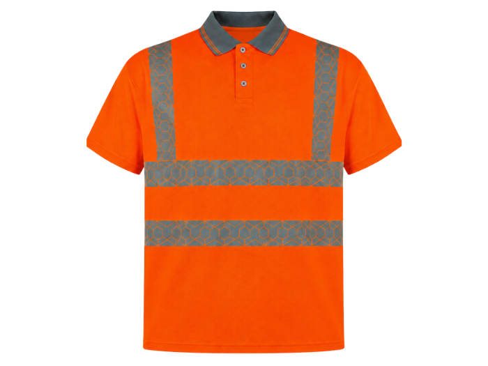 Railway Hi-Vis Short Sleeve Polo Shirt Orange | B2B Low MOQ Railway Workwear Manufacturer front design preview