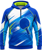Custom ping pong Quarter Zip Hoodie – Blue White Ping Pong Teamwear for Wholesale Buyers