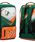 Custom Track & Field Wheeled Kit Bag | Wholesale Trolley Equipment Bag | Green Orange | Apparels Bridge