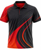 Custom Black Sublimated Tennis Shirt – Red Team Polo Jersey for Clubs