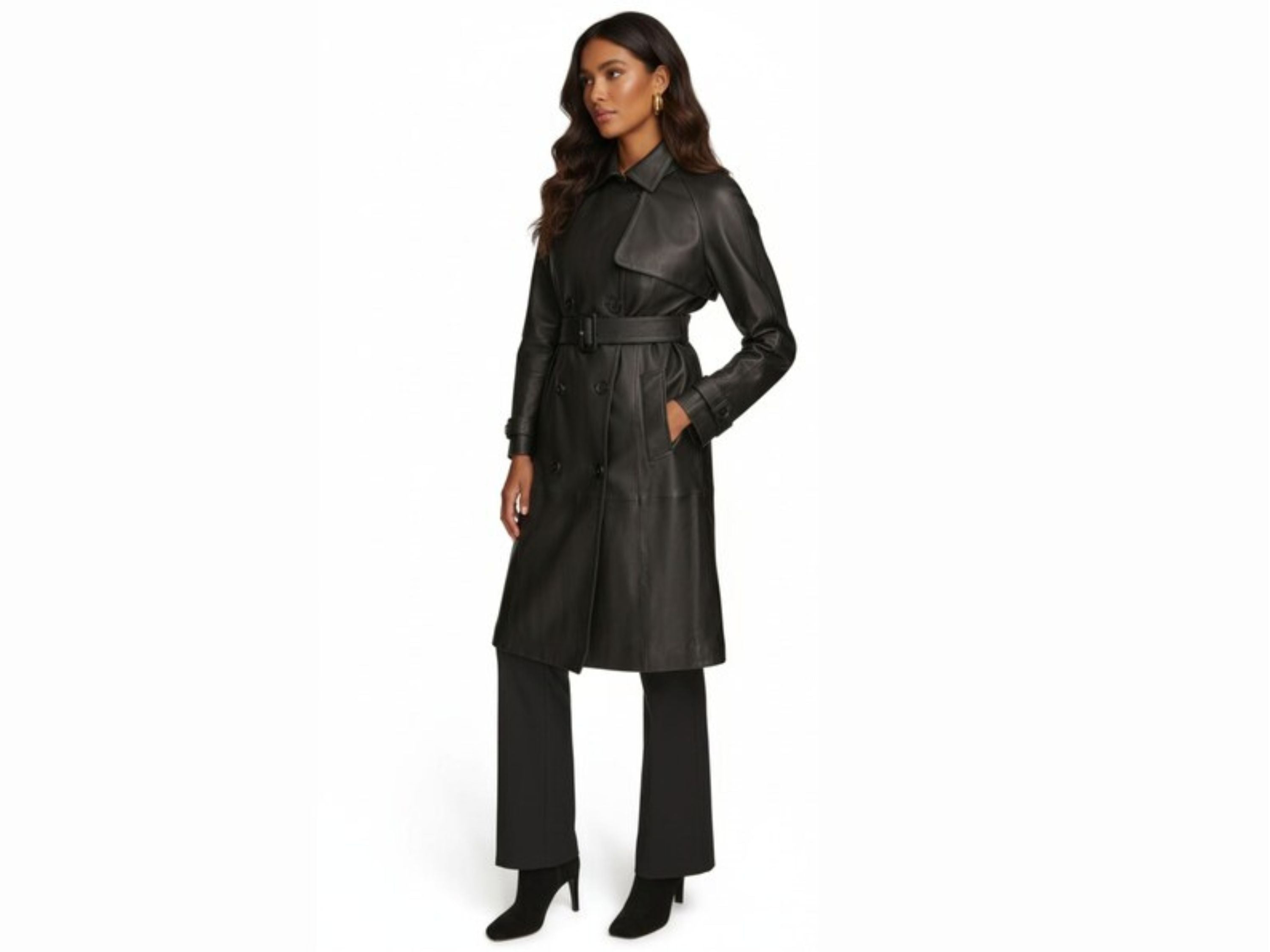 Women’s Genuine Leather Trench Coat Wholesale Custom Private Label Leather Outerwear Manufacturer