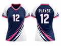 Custom Navy Pink Volleyball Libero Jersey – Sublimated Short Sleeve Team Uniform