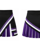 Wholesale Cheerleading Skirt Black & Purple Pleated Performance Uniform – Low MOQ Bulk Orders